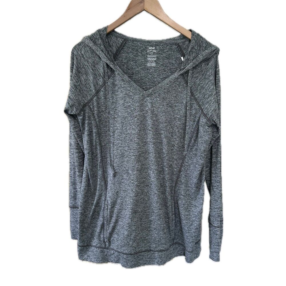 Aerie Just Add Leggings Heather Gray Lagenlook Side Pockets Loungewear Hoodie L